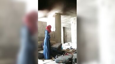 The girl lifted her burqa and rode on the penis in a Mud House HD